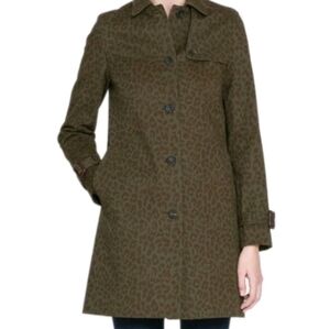 Zara Olive Leopard Print Trench Coat